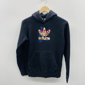 Adidas Youth Boys Size Large Hooded Logo Graffiti Graphic Sweatshirt in Black